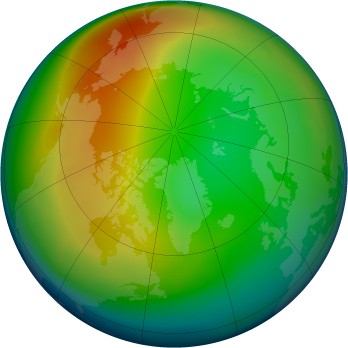 Arctic ozone map for 2008-01